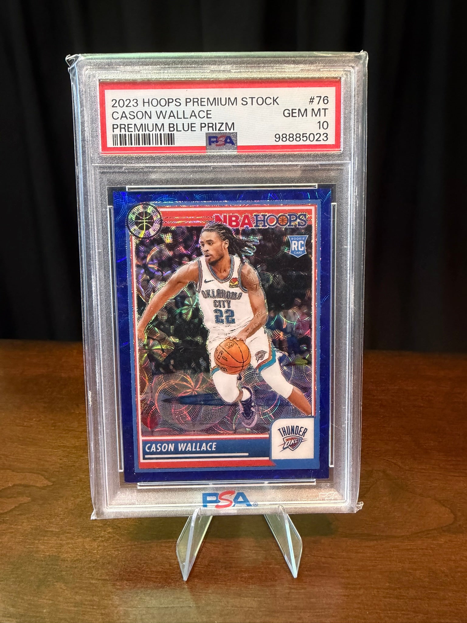 2023 Hoops Premium Stock Cason Wallace Premium Blue Prizm Rookie - #76 -  16/25 – PSA 10 GEM MINT