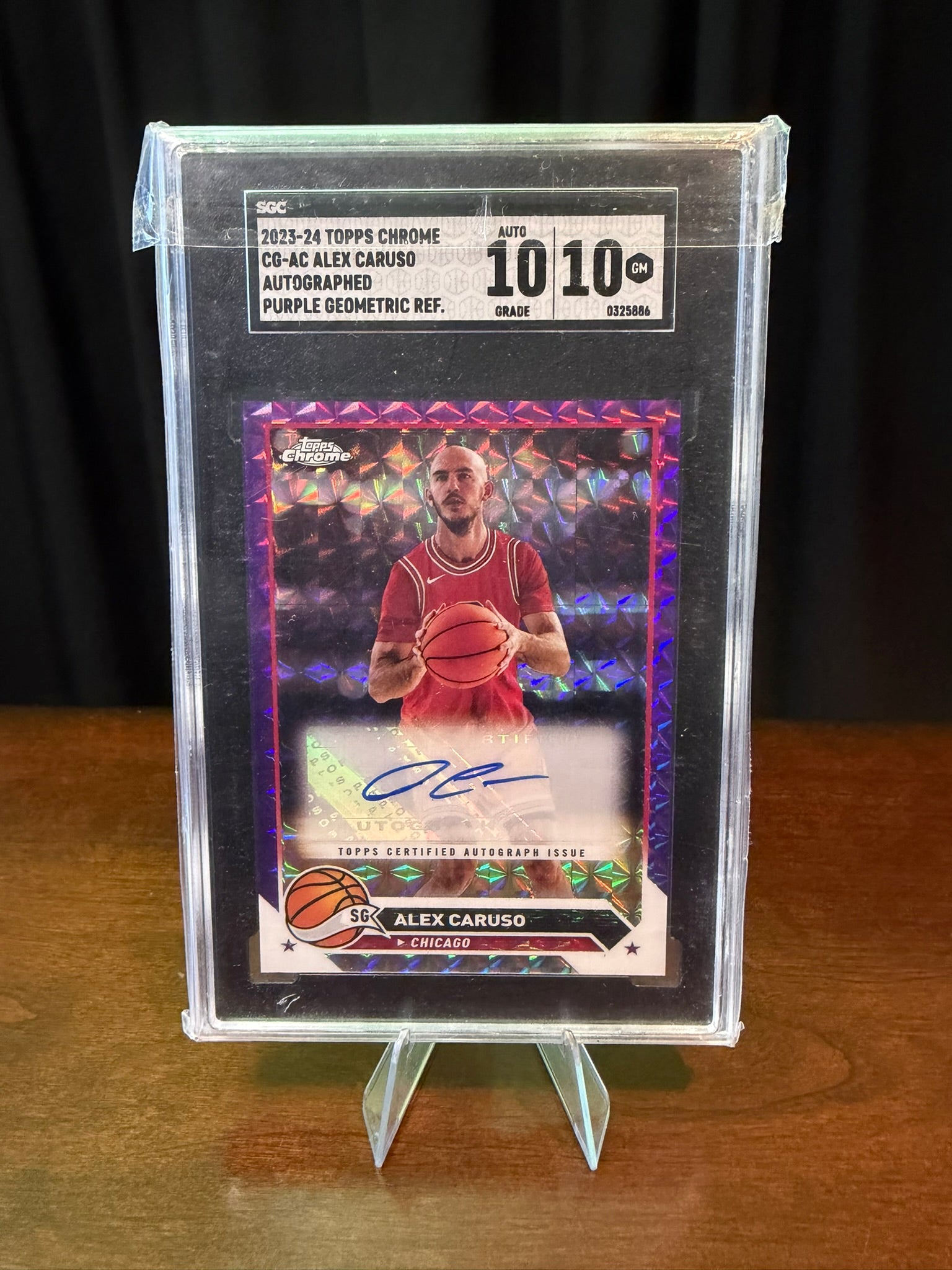 2023 Topps Chrome Alex Carus Autographed Purple Geometric Refractor - #CG-AC - SGC 10 / Auto 10