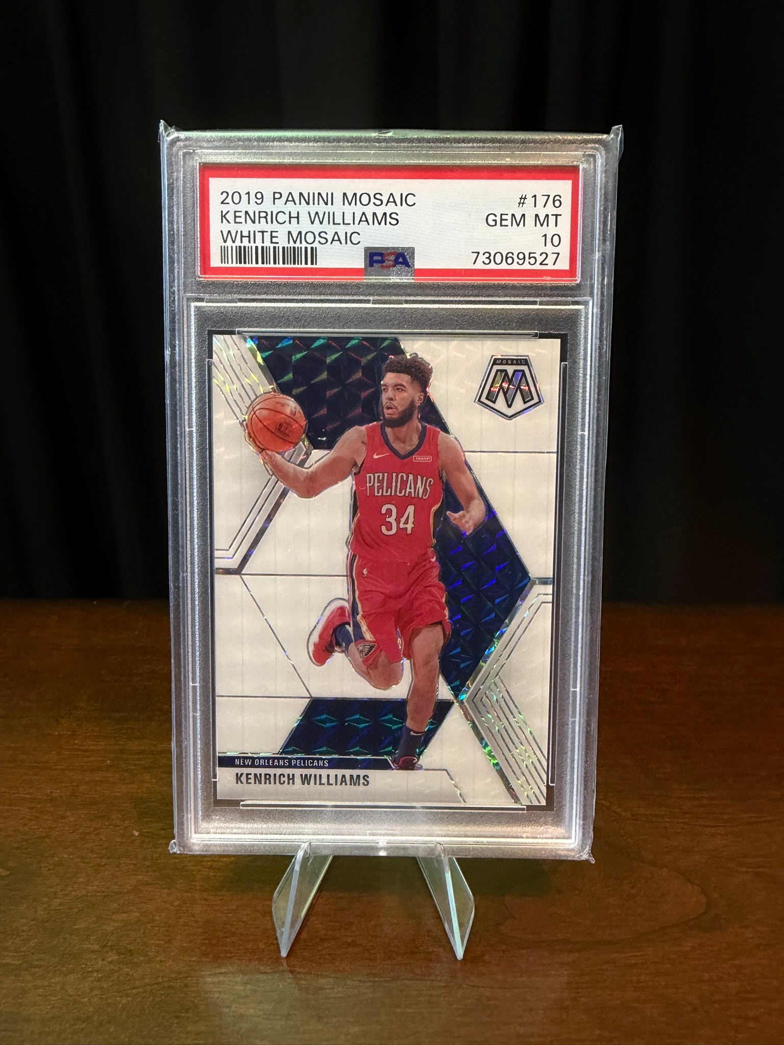 2019 Panini Mosaic Kenrich Williams White Mosaic Prizm - #176 - 15/25 - PSA 10 GEM MT