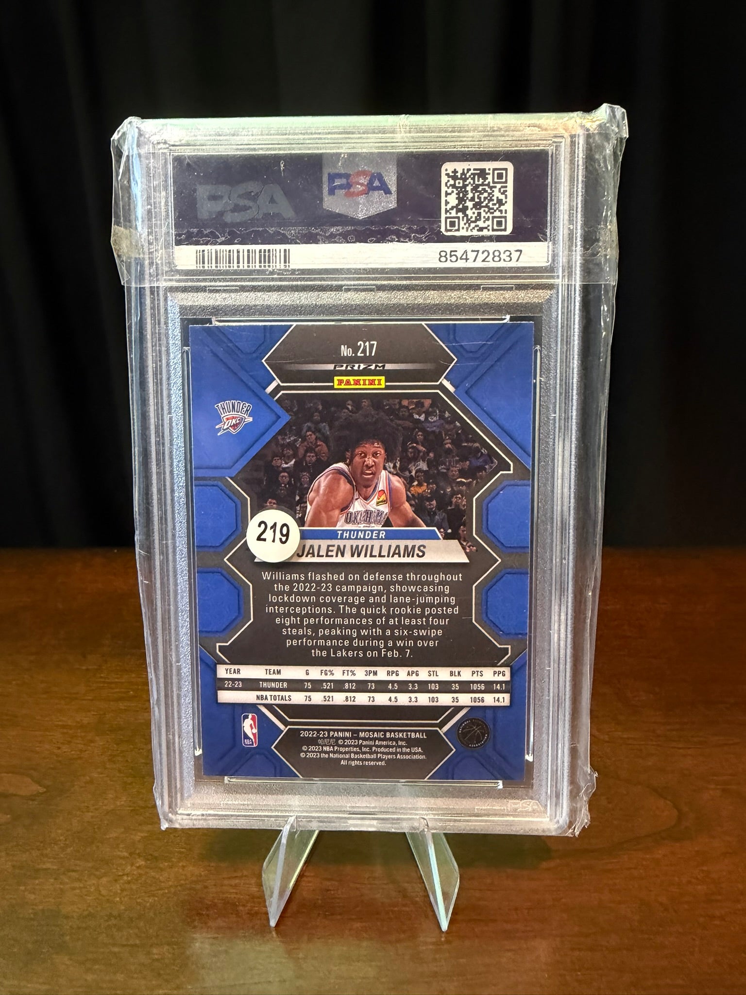 2022 Panini Mosaic Silver Prizm Jalen Williams - #21 -  PSA 7