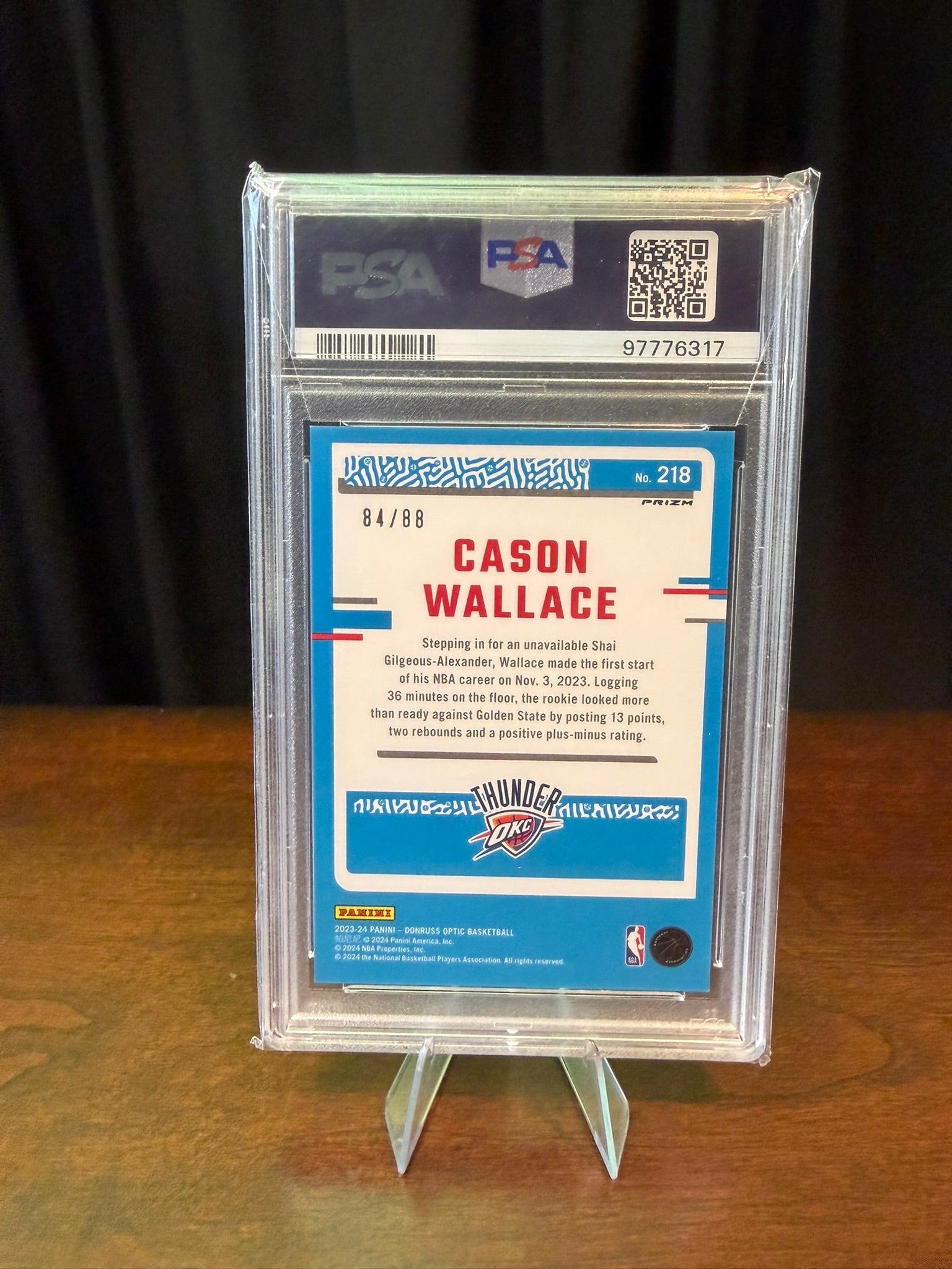 2023 Panini Donruss Optic Cason Wallace Red Choice #218 - /88 - PSA 9 MINT