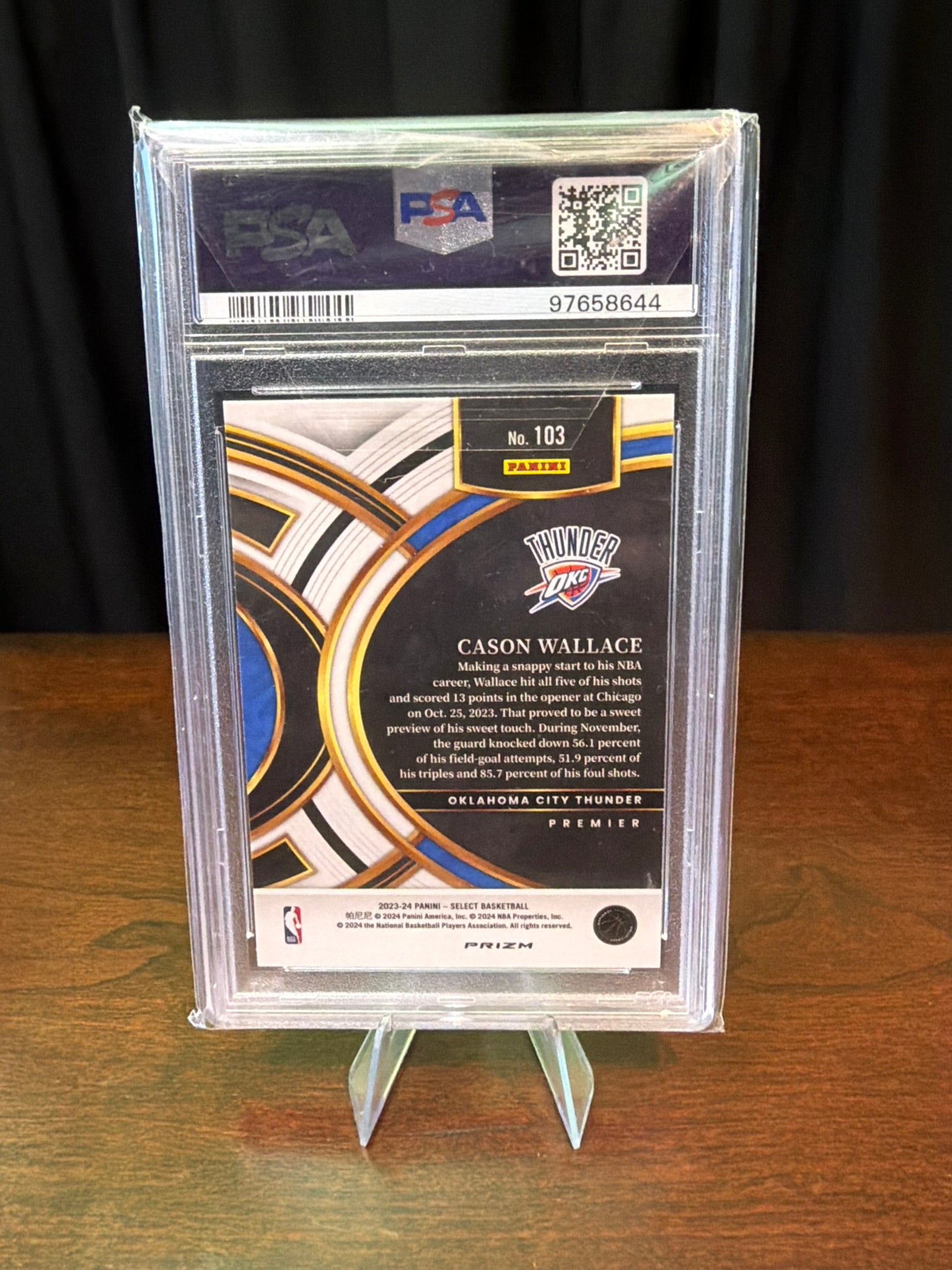2023 Panini Select Cason Wallace Red Cracked Ice Prizm #103 - PSA 9 MINT