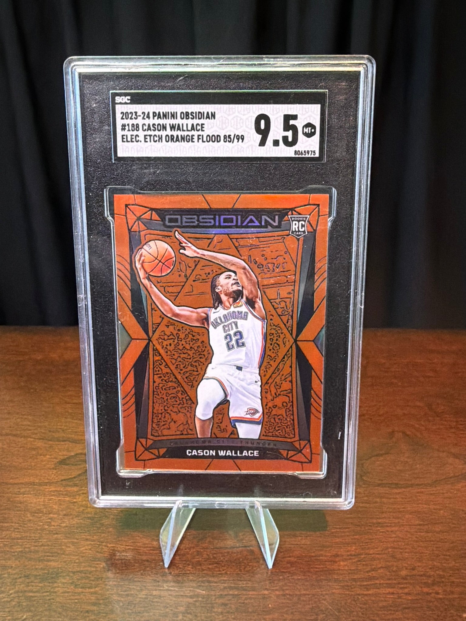 2023 Panini Obsidian Cason Wallace #188 Electric Etch Orange Flood #188 - 85/99 - SGC 9.5