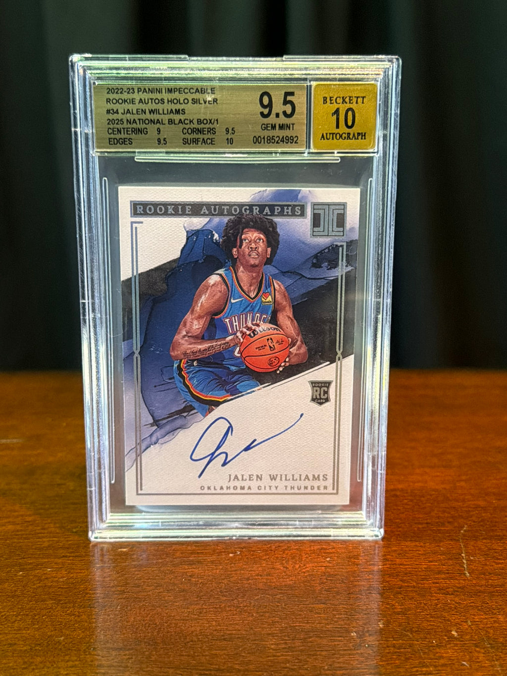 2022 Panini Impeccable Jalen Williams Rookie Autos Holo Silver #34 Black Box 1/1 - Beckett 10 Auto 9.5 GEM MINT - On card auto