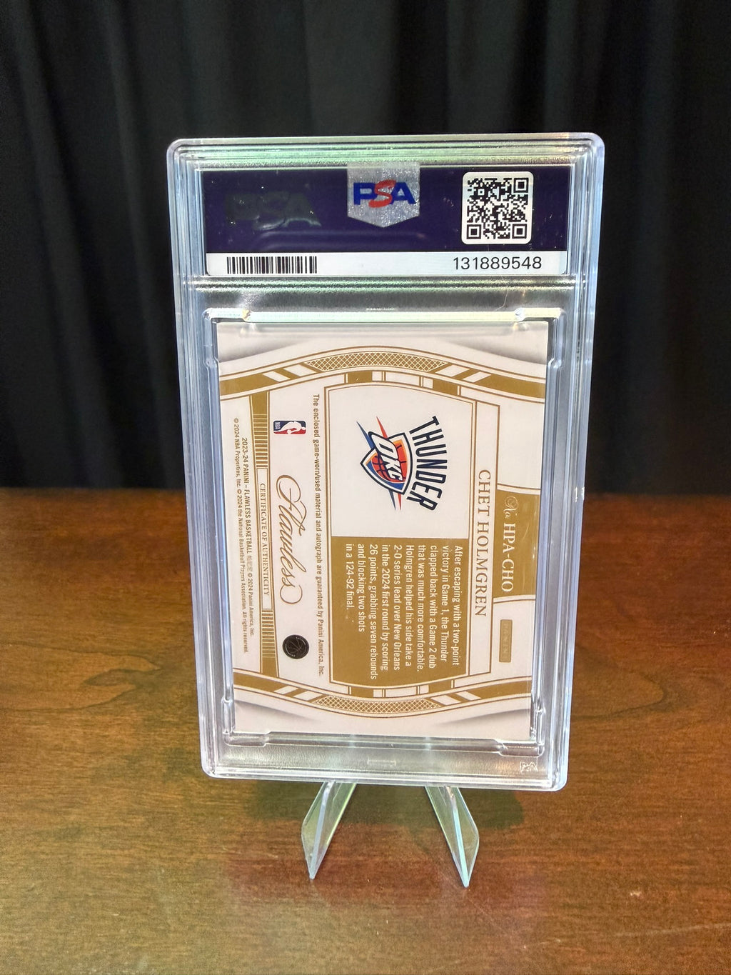 2023 Panini Flawless Chet Holmgren Horizontal Patch Autograph #HPACHO RPA Rookie 7/25 #MATCH - PSA 9 MINT