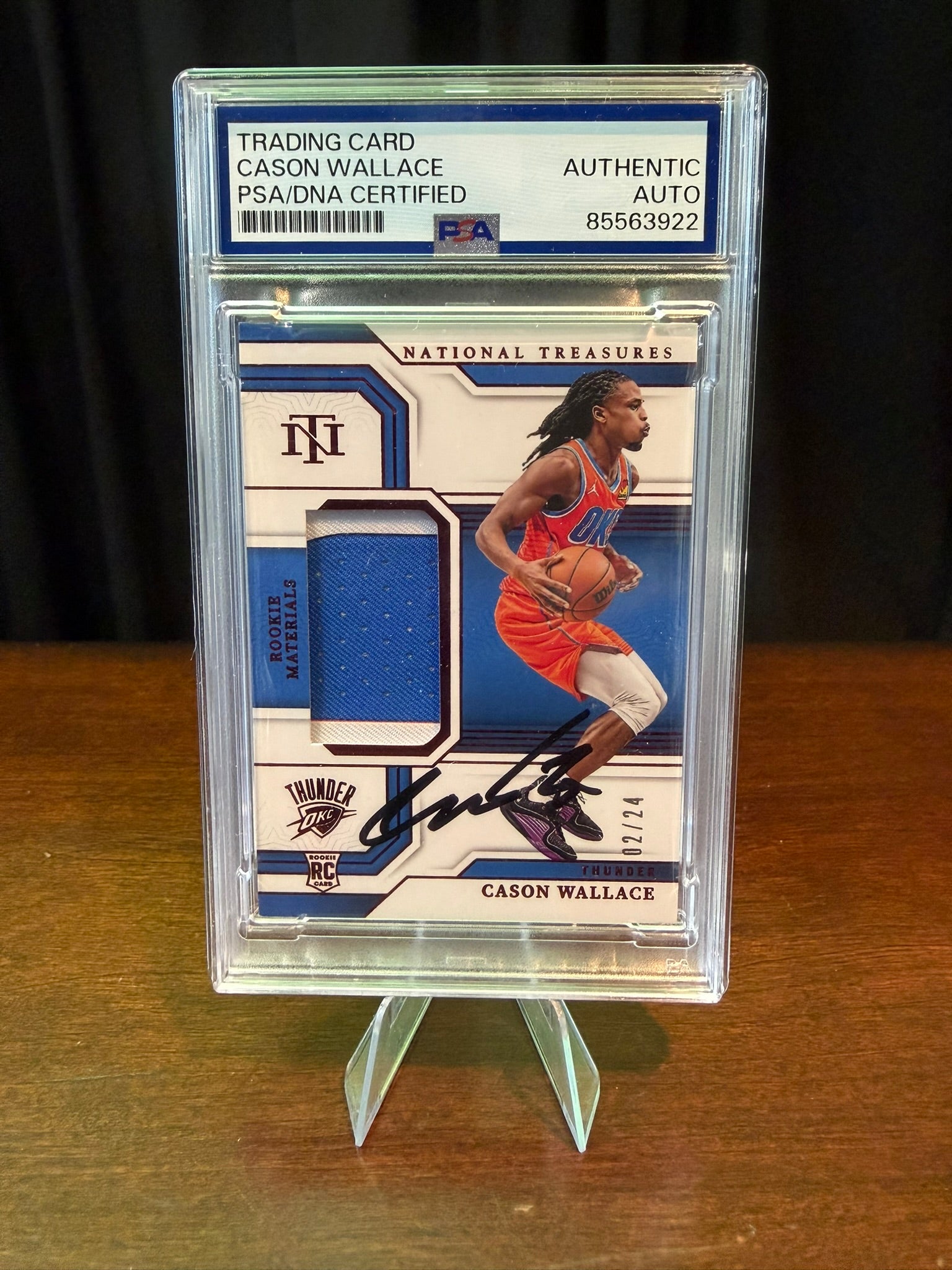 2023 Panini National Treasures Cason Wallace Rookie Materials 02/24 #RM-CWL - PSA Authentic Auto - IN PERSON AUTO
