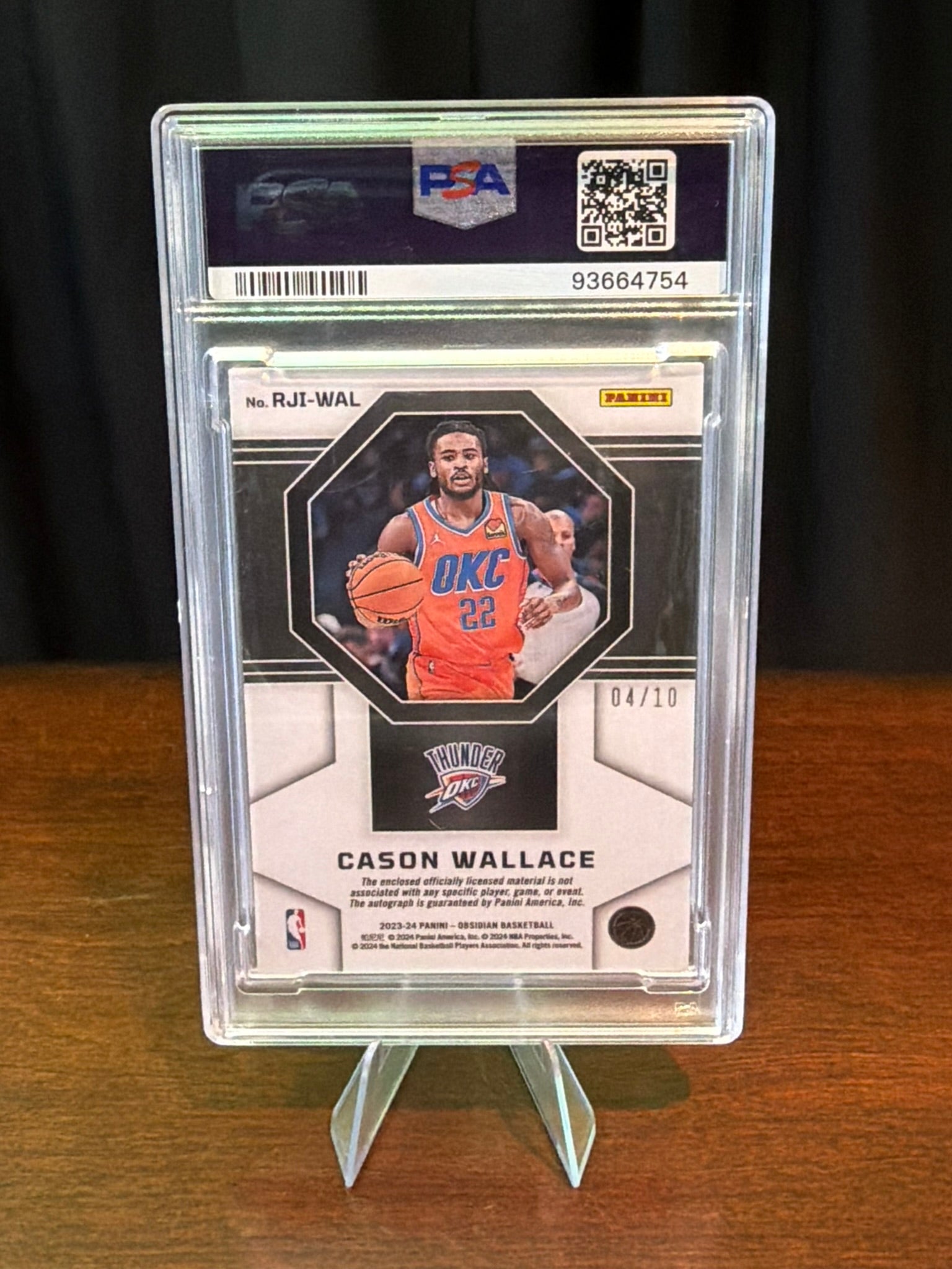 2023 Panini Obsidian Cason Wallace Rookie Jersey Ink - EE Gold Flood - 4/10 - #RJWAL RPA - PSA 10 GEM MT