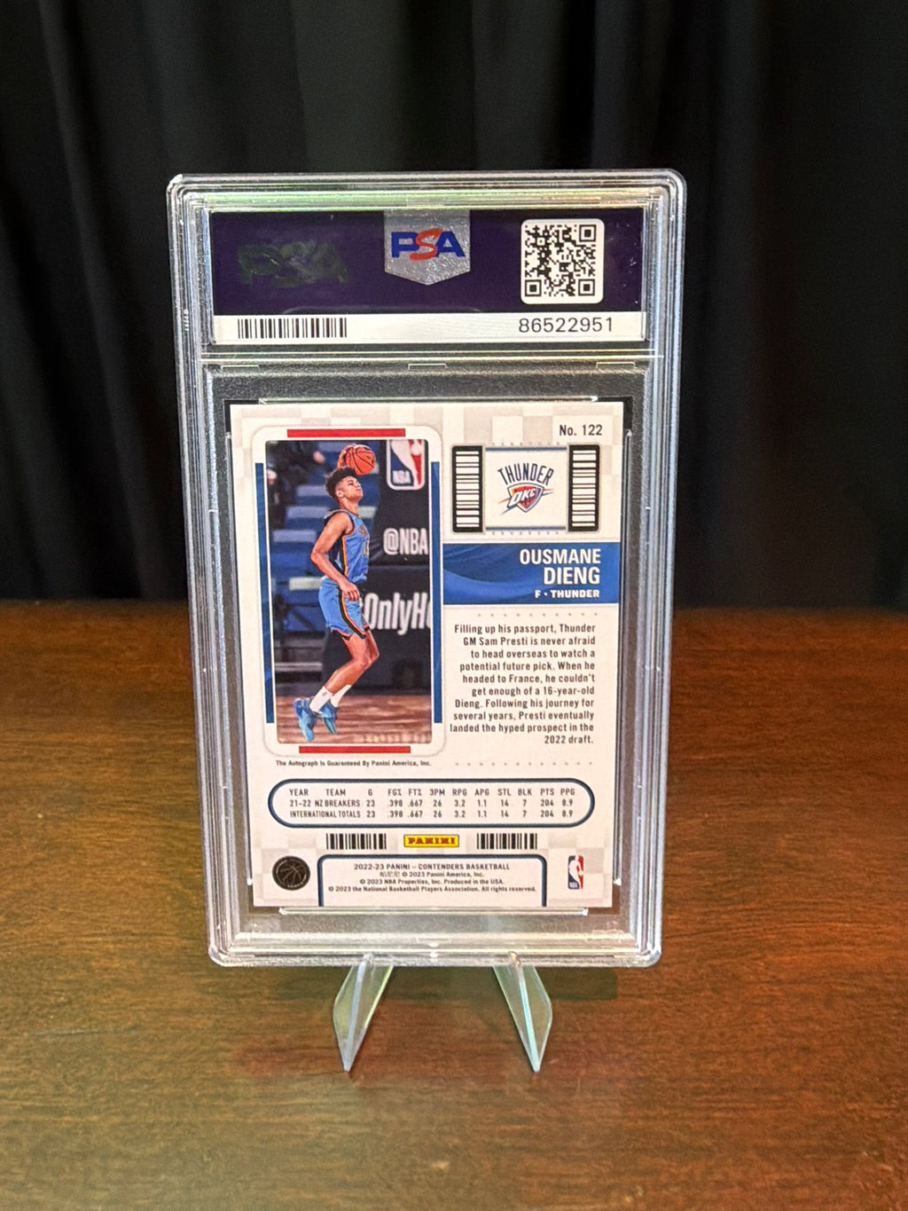 2022 Panini Contenders Ousmane Dieng 61/99 ROOKIE - Autograph Playoff Ticket #122 - PSA 10 GEM MT - On card auto