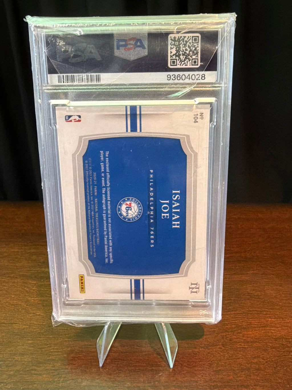 2020 Panini National Treasures Isaiah Joe Patch Auto Horizontal Bronze ROOKIE 27/49 - RPA - On Card Auto - PSA 9 MINT