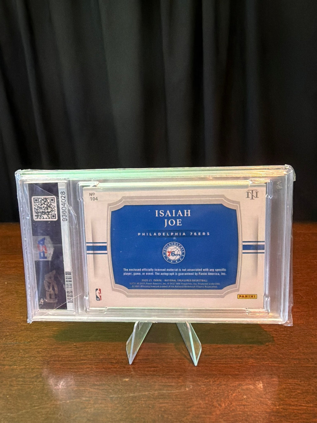 2020 Panini National Treasures Isaiah Joe Patch Auto Horizontal Bronze ROOKIE 27/49 - RPA - On Card Auto - PSA 9 MINT