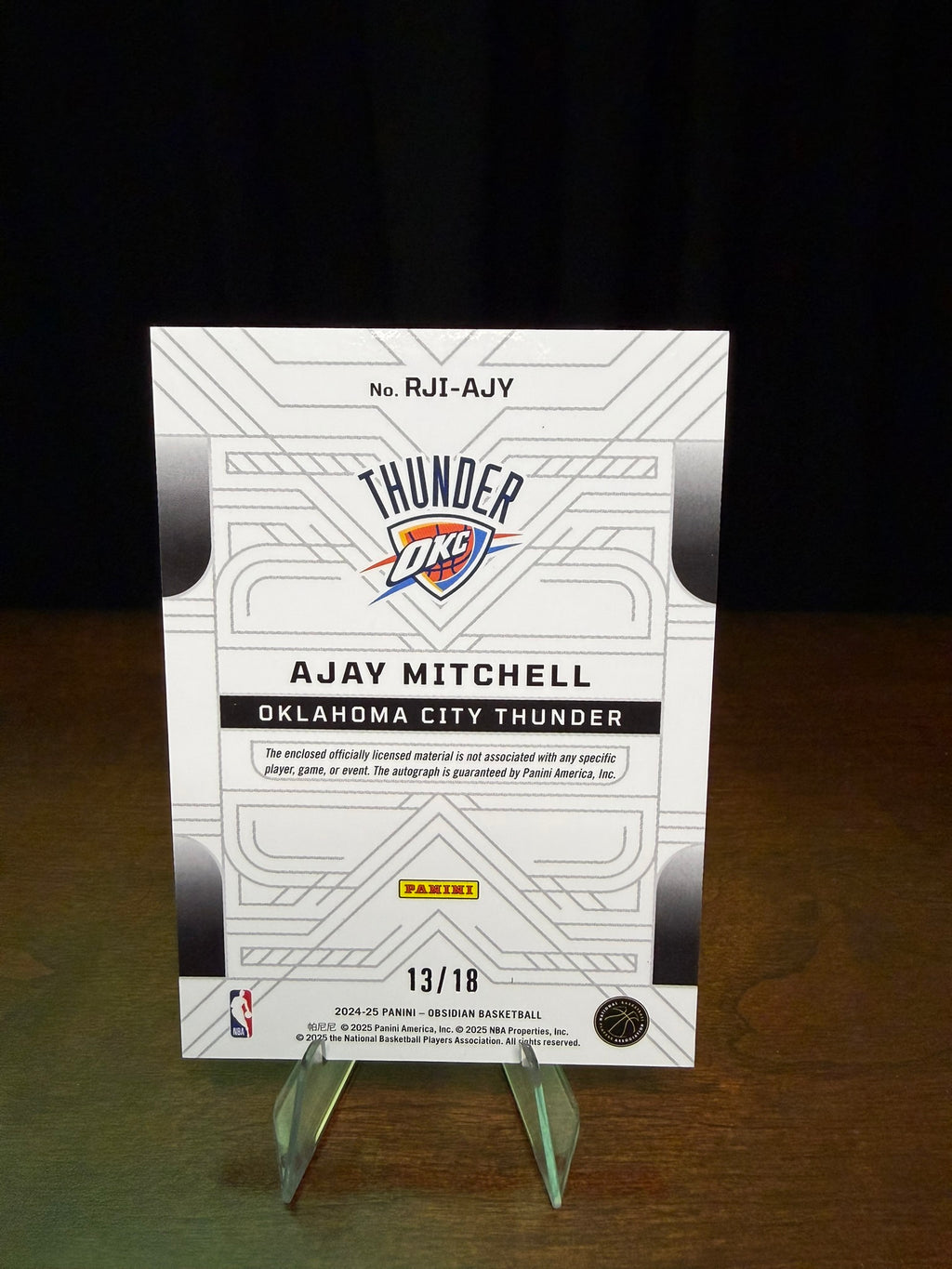 2024 Panini Obsidian Martian Ajay Mitchell RPA Rookie Patch Auto 13/18 FOTL #RHI-AJY - Super RARE