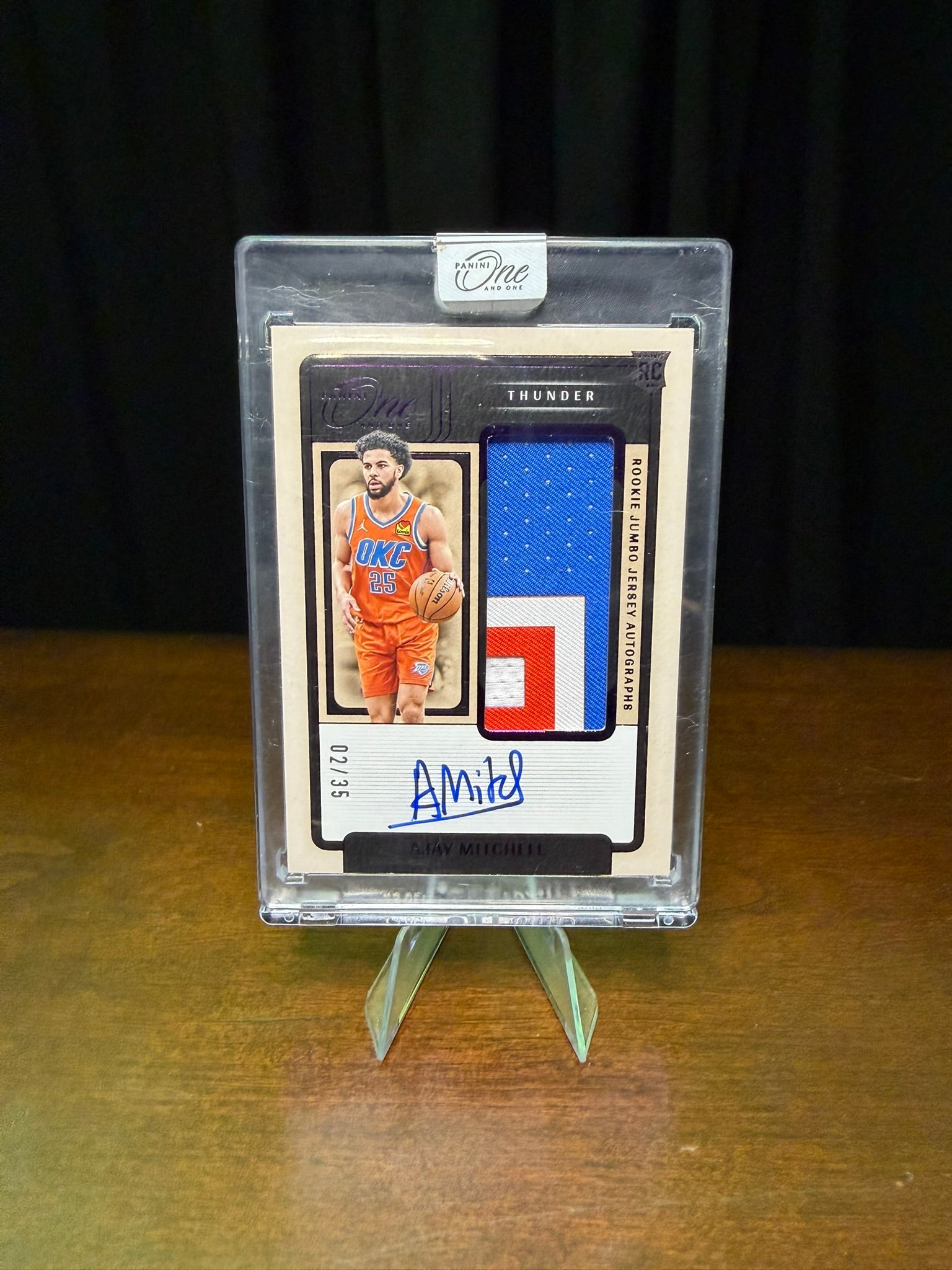 2024 Panini One and One Ajay Mitchell Rookie Jumbo Jersey Autograph /35