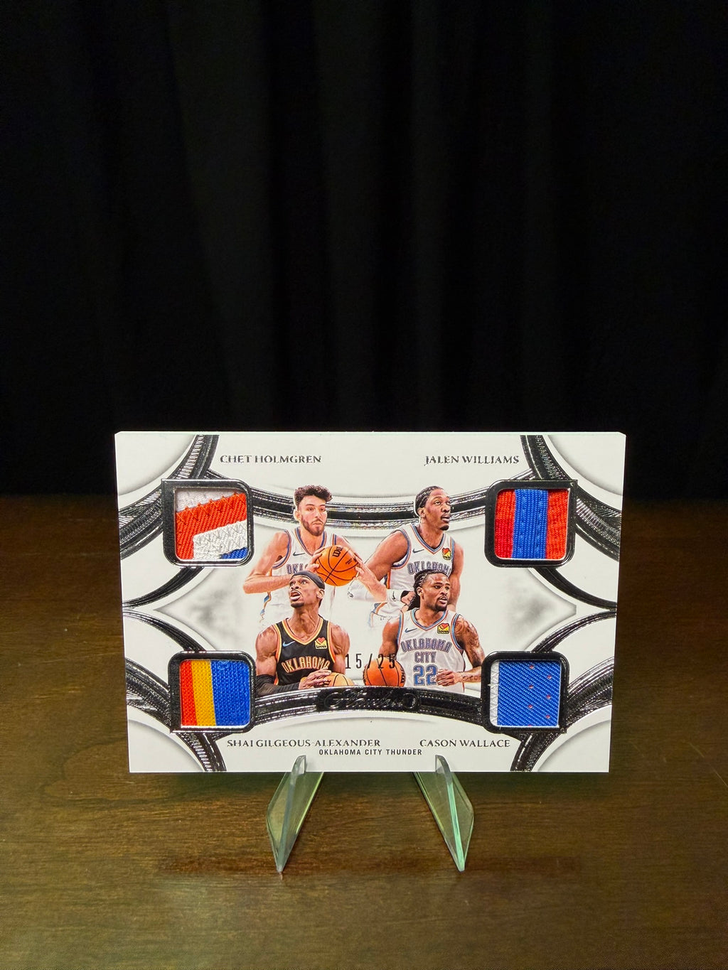 2024-25 Panini Flawless Quad Patches Chet Holmgren - Jalen Williams - Shai Gilgeous-Alexander - Cason Wallace  /25 - #QP-OKC - 2025 NBA Finals Champions