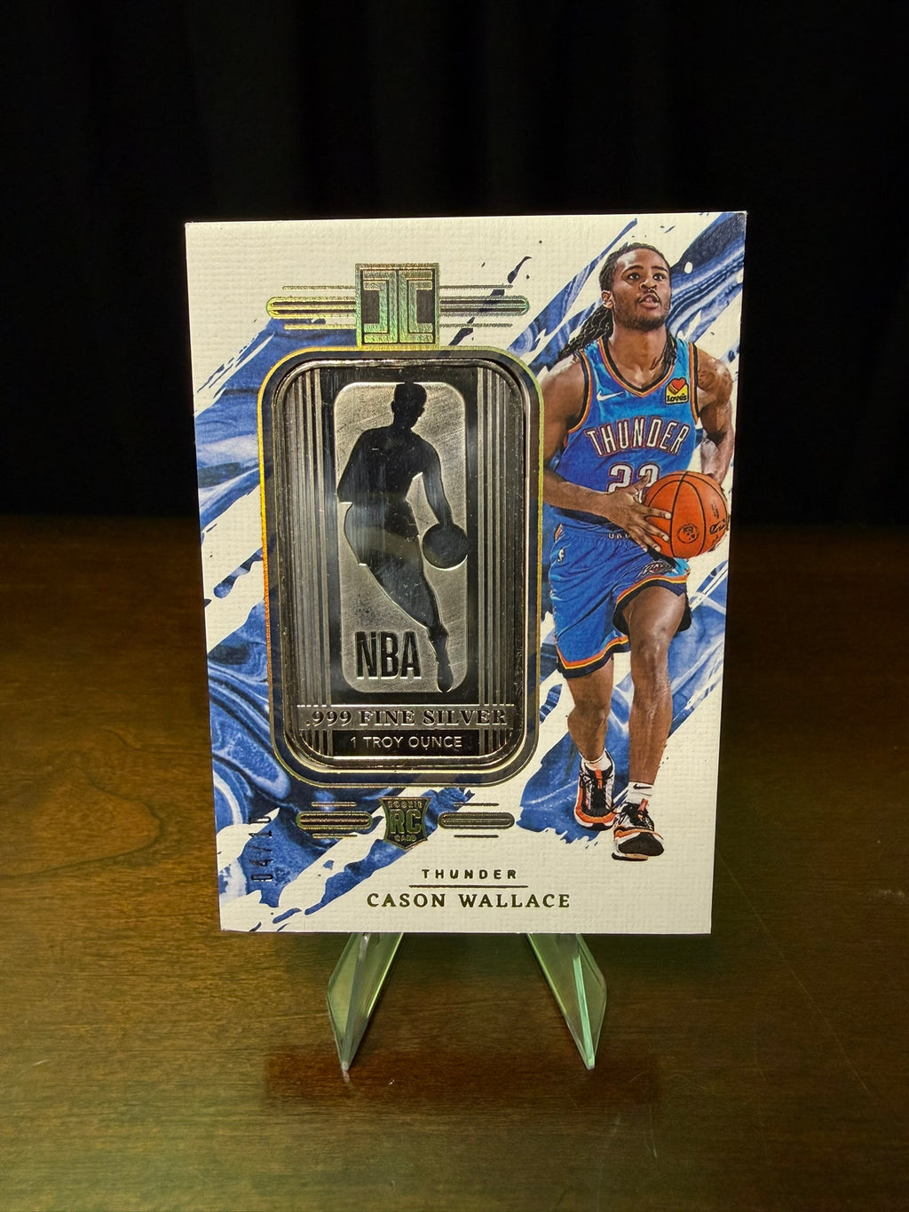 2023 Panini Impeccable Cason Wallace /10 - NBA Logoman 1 TROY OUNCE .999 Fine Silver bar #11 - Rookie - OKC Thunder RARE