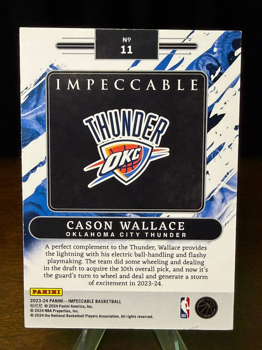 2023 Panini Impeccable Cason Wallace /10 - NBA Logoman 1 TROY OUNCE .999 Fine Silver bar #11 - Rookie - OKC Thunder RARE