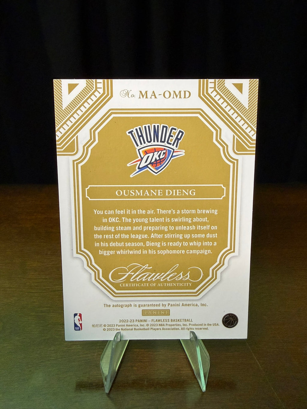 2022 Panini Flawless Ousmane Dieng Momentous /25 #MA-OMD - Rookie - On Card auto