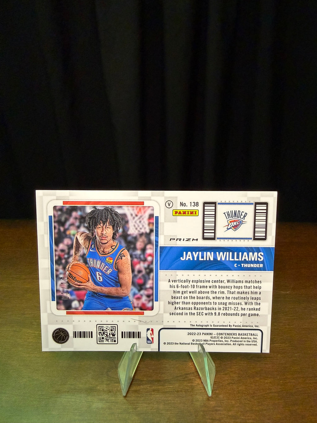 2022 Panini Contender Rookie Ticket Jaylin Williams Gold /10 - #138 - On Card Rookie Auto RC