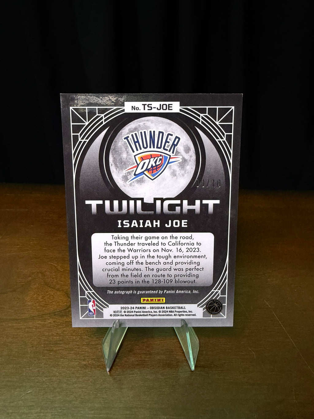 2023 Panini Obsidian Twilight Gignatures Gold Isaiah Joe #TS-JOE /10