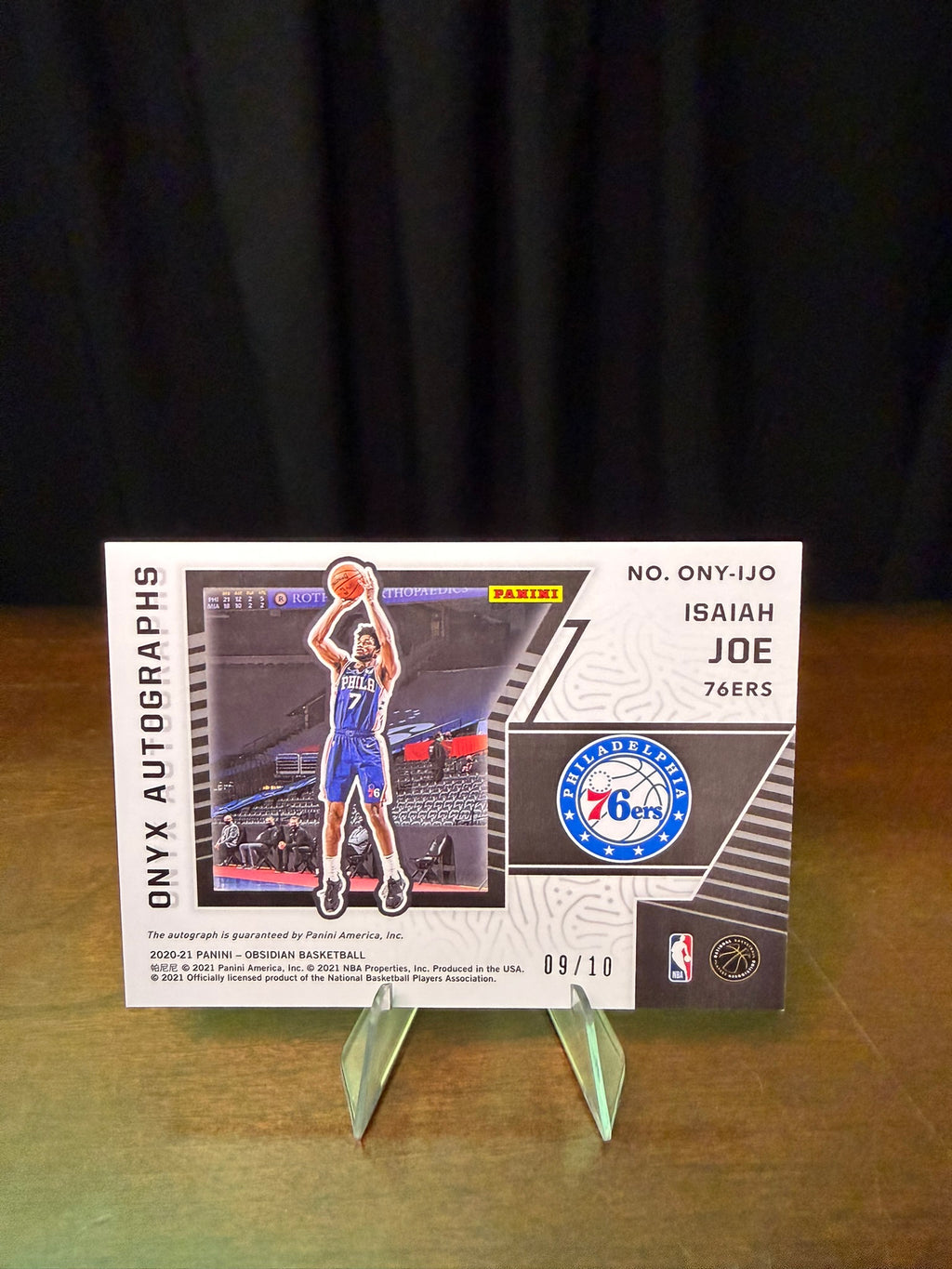 2020 Panini Obsidian Isaiah Joe Onyx Autographs /10 #ONY-IJO Rookie RC Autogragh AU