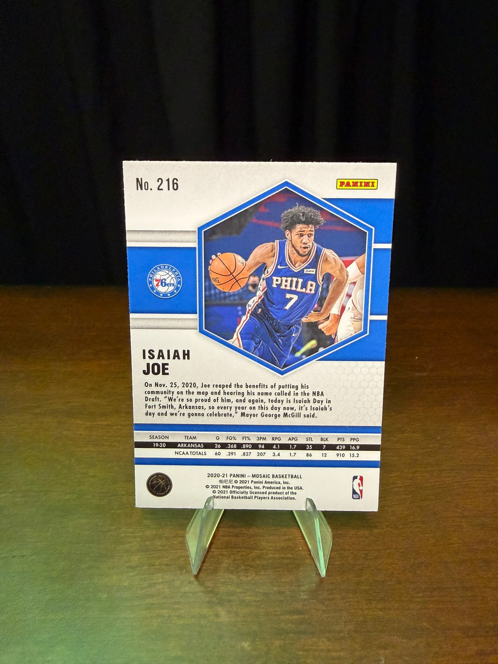 2020 Panini Mosaic Isaiah Joe #216 On card auto
