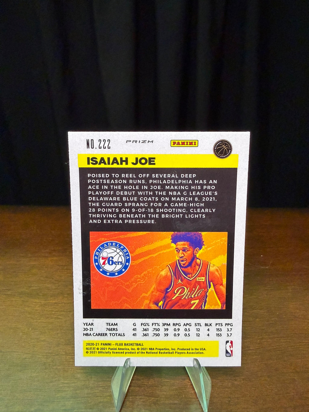 2020 Panini Flux Isaiah Joe Cracked Ice Prizm #122 On Card Auto