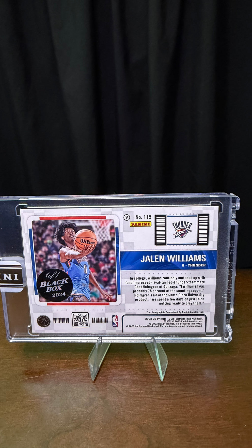 2022 Panini Contenders Jalen Williams Black Box 1/1 Playoff Ticket #115- Panini Sealed