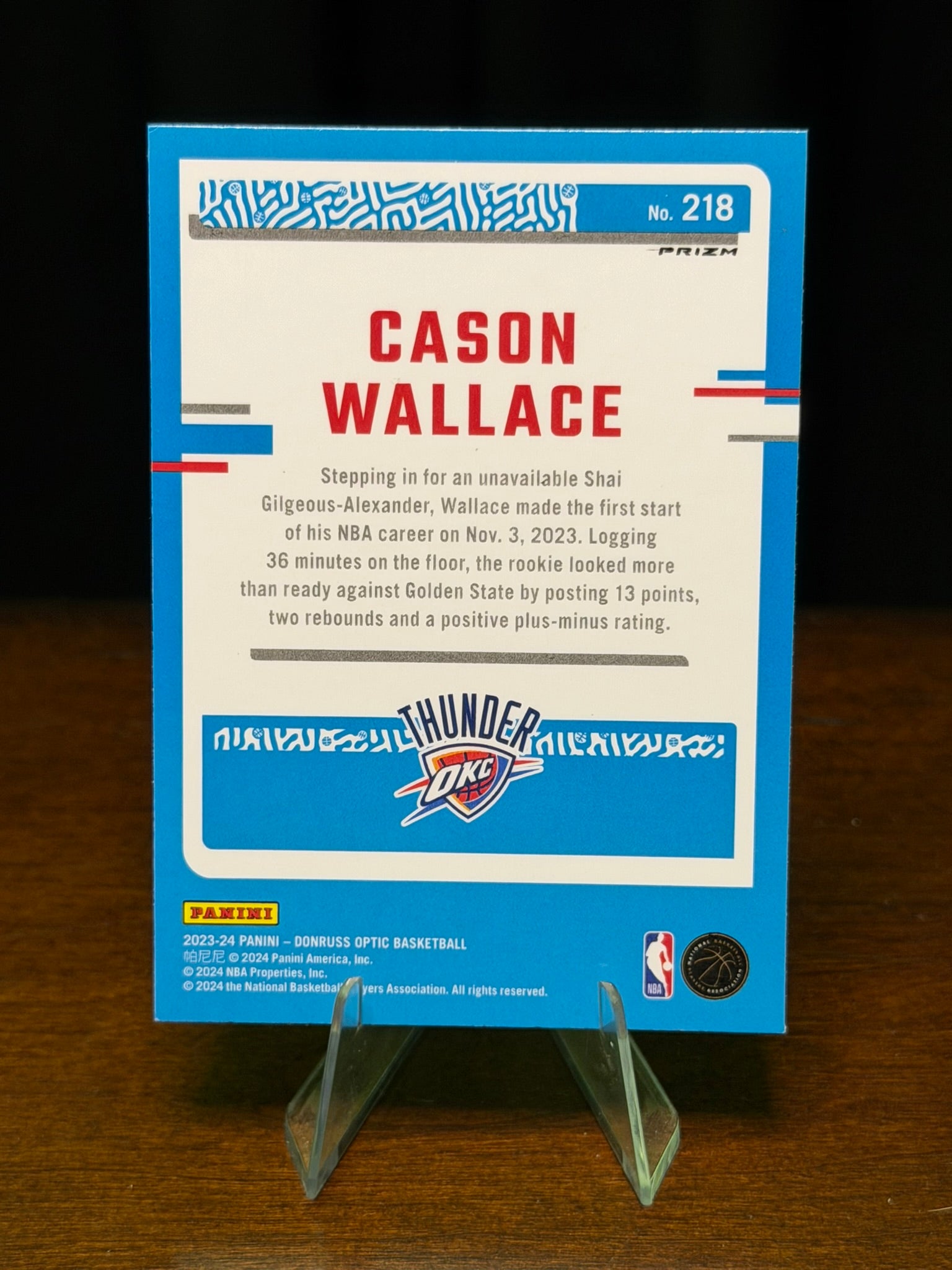 2023 Panini Donruss Optice Holo Prizm Cason Wallace #218 Rated Rookie RC