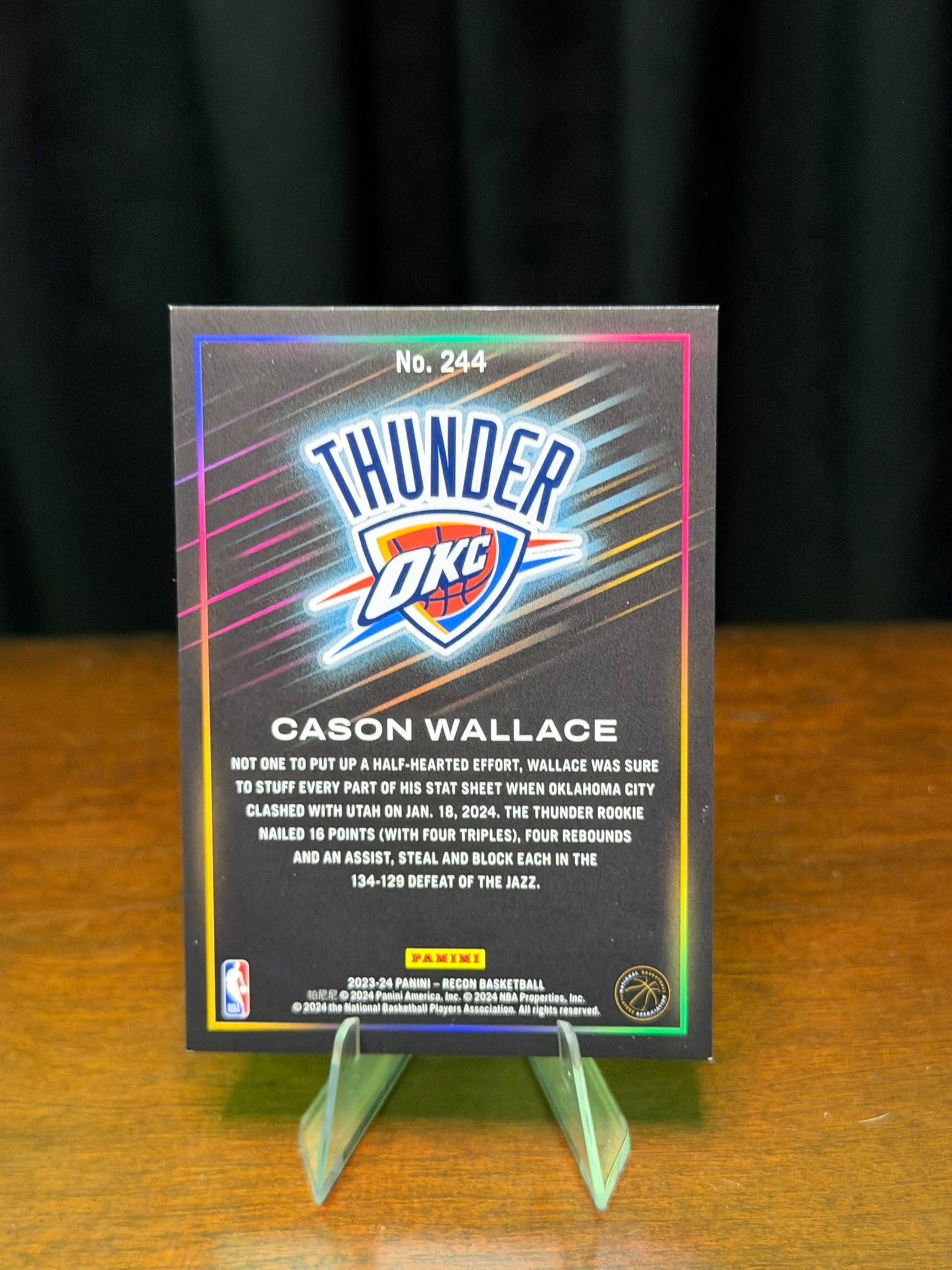 2023 Panini Recon Cason Wallace /99 #244 - Jersey # match - OKC Thunder - Rookie - RC